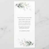 Menü "Watercolor Greenerity Foliage Cross Baptism" Menükarte (Rückseite)