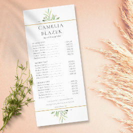 Menü "Watercolor Greenery Salon Service"