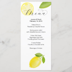 Menü "Watercolor Lemon Wedding" Menükarte