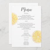 Menü "Watercolor Lemon Wedding" Menükarte (Vorne/Hinten)