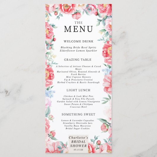 Menü "Watercolor Peak Brautparty" Menükarte (Vorderseite)