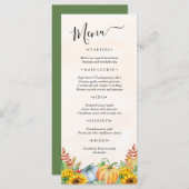 Menü "Watercolor Pumpkin Sunflower Erntedank" Menükarte (Vorne/Hinten)