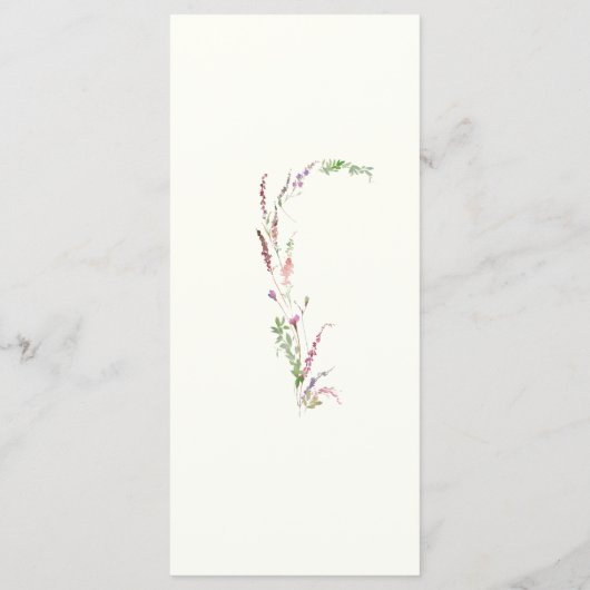 Menü "Watercolor Wildblume Wappen" Menükarte (Rückseite)