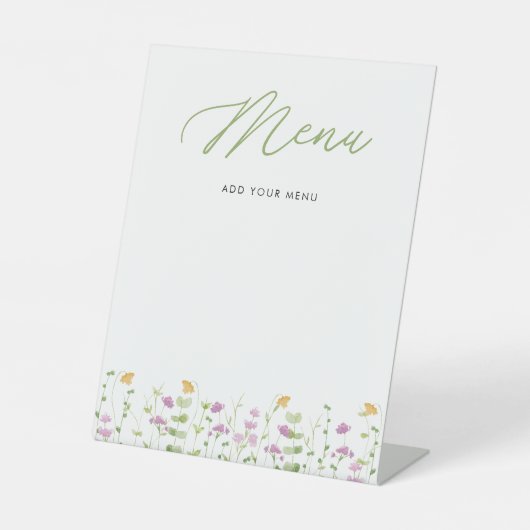 Menü "Watercolor Yellow Pink Wildblume" Sockelschild (Vorderseite)