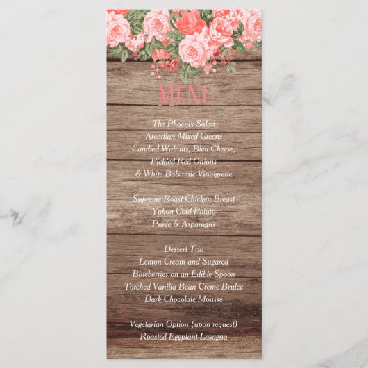 Menü - Weathered Wood Barrel and Lantern - Coral Menükarte (Vorderseite)