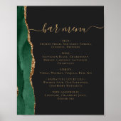 Menü "Wedding Bar" Emerald Green Gold Agate Dark Poster (Vorne)