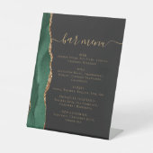 Menü "Wedding Bar" Emerald Green Gold Agate Dark Sockelschild (Vorderseite)