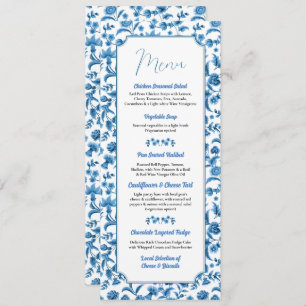 Menü "Wedding Chintz Blue & White Floral Ditsy" Menükarte