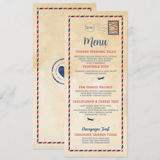 Menü Wedding Reception Travel Postcard Karte (Vorne/Hinten)