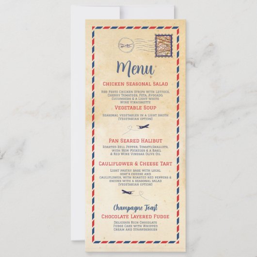 Menü Wedding Reception Travel Postcard Karte (Vorderseite)