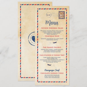 Menü Wedding Reception Travel Postcard Karte