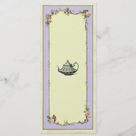 Menu Wedding Reception Wonderland Teapot Cards Menükarte (Rückseite)