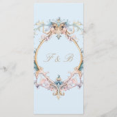 Menü "Wedding Regency Era Monogram Blue Menu" Menükarte (Rückseite)