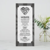 Menü Wedding Steampunk Wedding Hearts Cogs Einladung (Stehend Vorderseite)