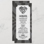 Menü Wedding Steampunk Wedding Hearts Cogs Einladung (Vorne/Hinten)