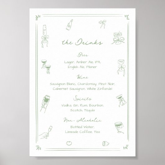 Menü "Weißer und grüner Bar" Poster (Vorne)