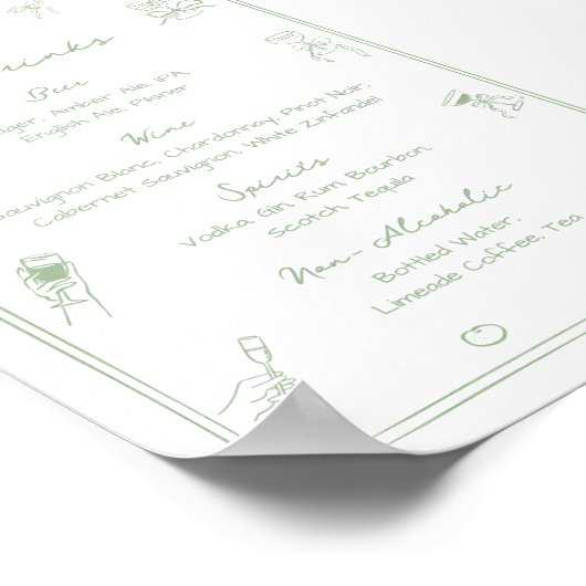 Menü "Weißer und grüner Bar" Poster (Ecke)