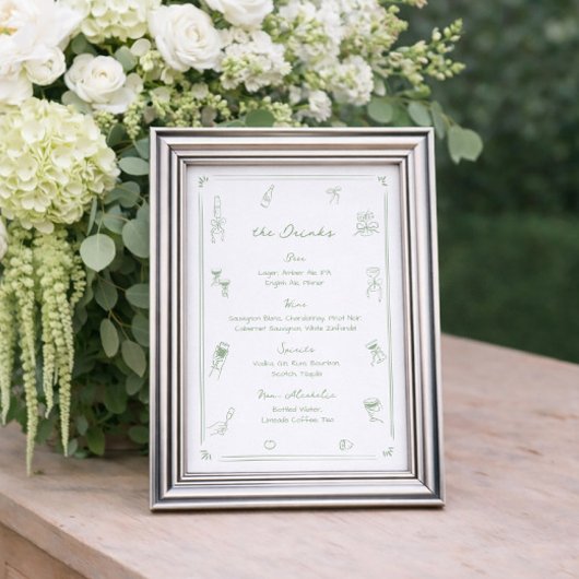 Menü "Weißer und grüner Bar" Poster