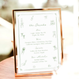 Menü "Weißer und grüner Bar" Poster