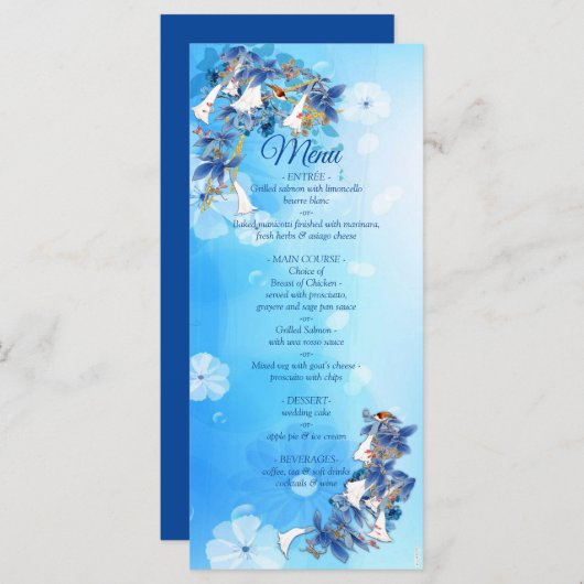 Menü "Weißes Illustriertes Wasserfarben - Mondblum Menükarte (Vorne/Hinten)