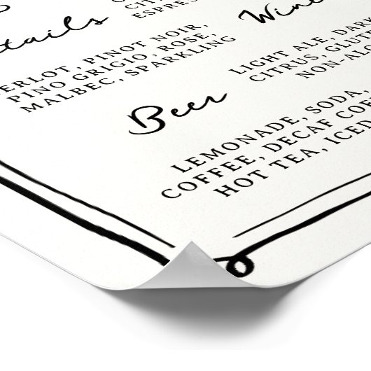 Menü "Whimsical Hand Draodles Bar" Poster (Ecke)