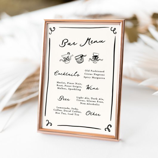Menü "Whimsical Hand Drawing Bar" Poster