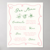 Menü "Whimsical Hand Drawing Pink & Green Bar" Poster (Vorne)