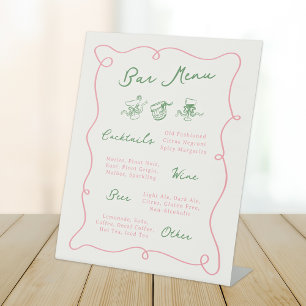 Menü "Whimsical Hand Drawing Pink & Green Bar" Sockelschild
