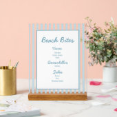 Menü "White and Blue Strip Beach Club Cabana Beach Acrylschild (Hochzeit)
