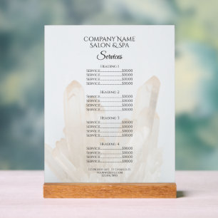 Menü "White Crystals Salon Wellness-Center Service Acrylschild