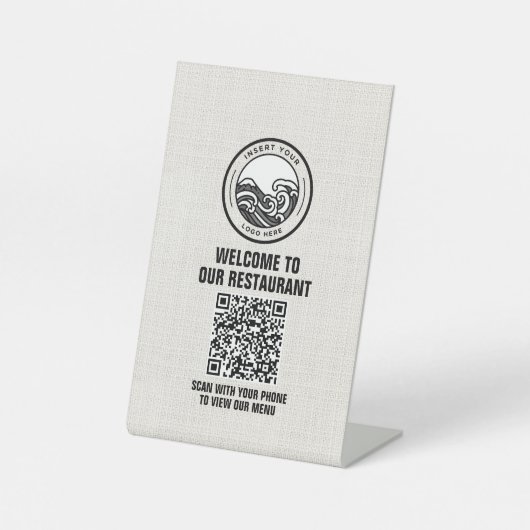 Menü "White Linen Restaurant" QR-Code Sockelschild (Vorderseite)