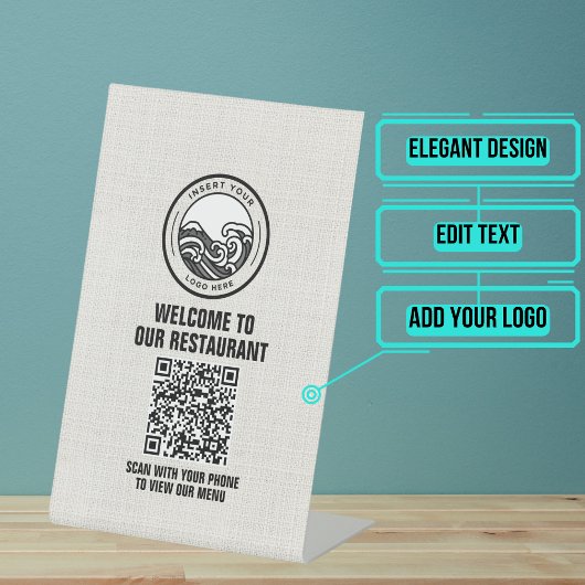 Menü "White Linen Restaurant" QR-Code Sockelschild
