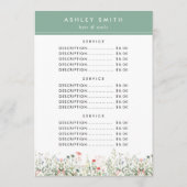 Menü "Wildblume" Menükarte (Rückseite)