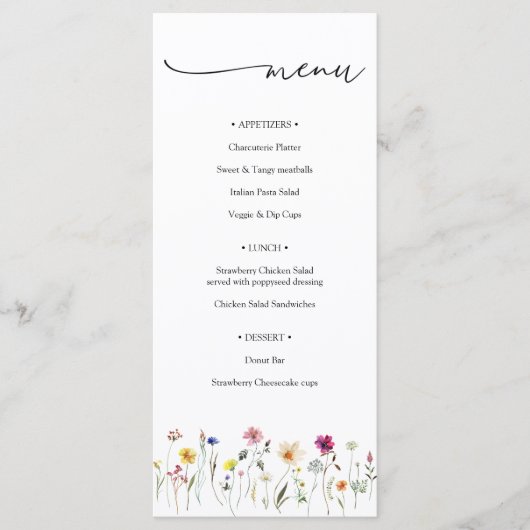 Menü "Wildblume" Menükarte (Vorderseite)