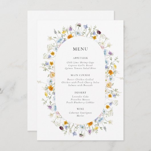 Menü "Wildblume" Menükarte (Vorne/Hinten)