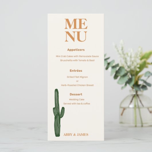 Menü "Wüstenhochzeit" Menükarte (Stehend Vorderseite)