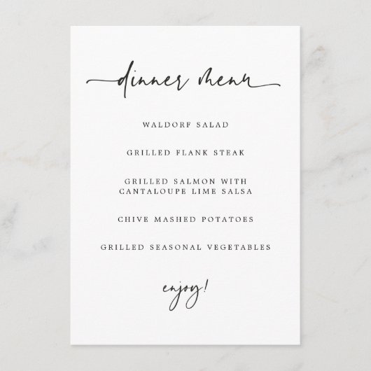 Menü zum Abendessen Menükarte (Vorderseite)