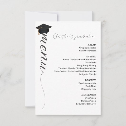 Menü zum Abendessen mit Minimalistischen Skripten Einladung (Vorderseite)