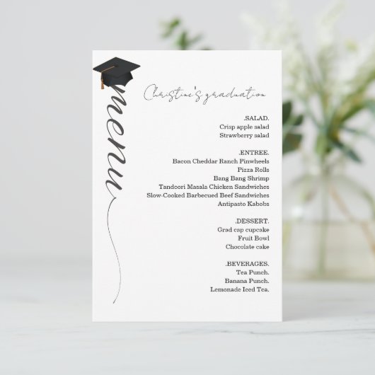 Menü zum Abendessen mit Minimalistischen Skripten Einladung (Stehend Vorderseite)