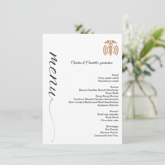 Menü zum Abendessen mit Minimalistischen Skripten Menükarte (Stehend Vorderseite)