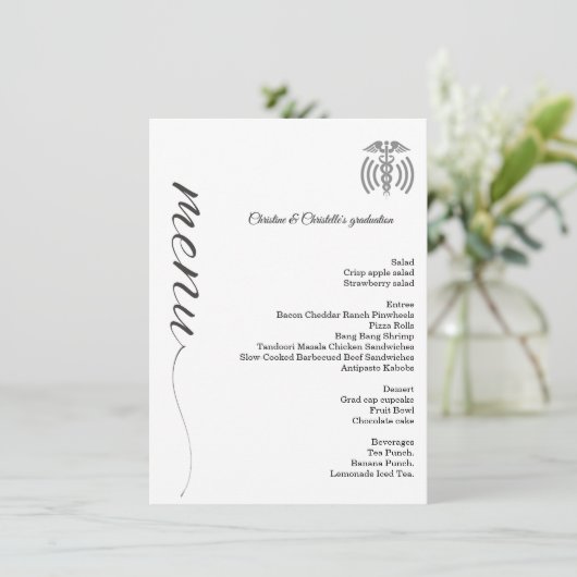 Menü zum Abendessen mit Minimalistischen Skripten Menükarte (Stehend Vorderseite)