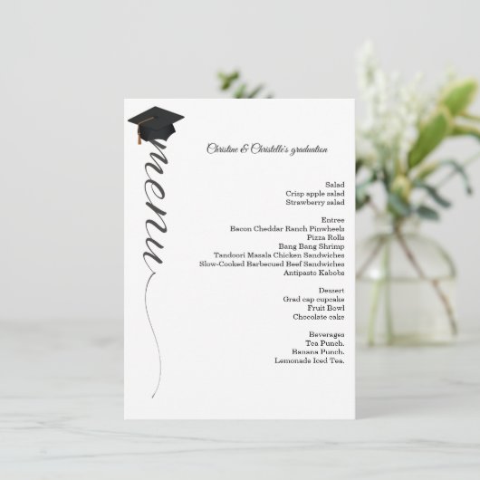 Menü zum Abendessen mit Minimalistischen Skripten Menükarte (Stehend Vorderseite)