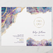 Menübroschüre zum lila Opal-Design (Vorderseite)