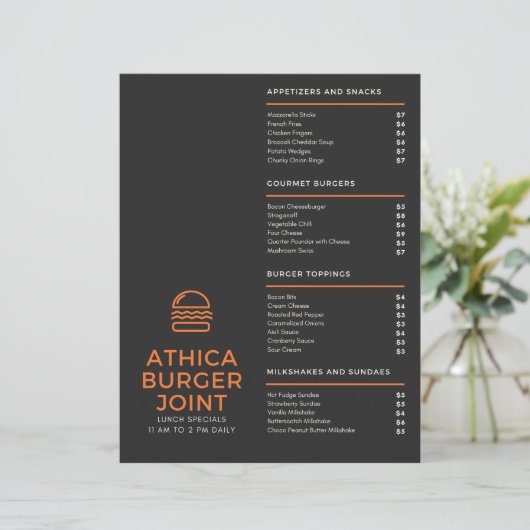 menükarte (Stehend Vorderseite)