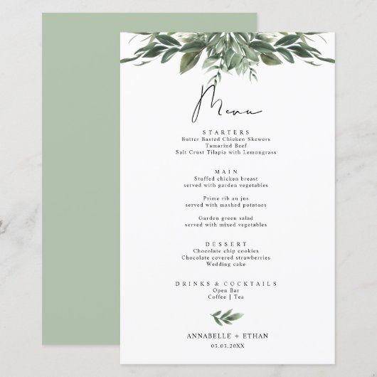 Menükarte Foliage (Vorne/Hinten)