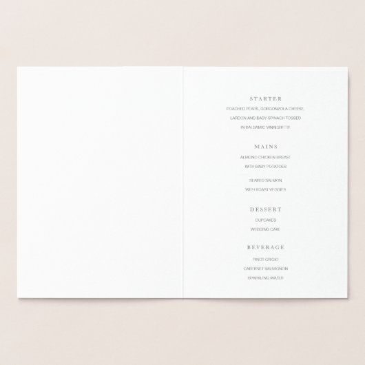 Menükarte für Silber-Folienketten Folienkarte (Innenseite)