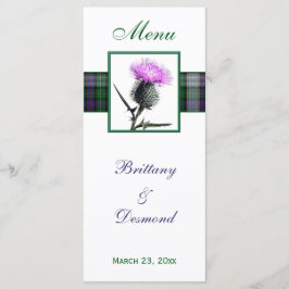 Menükarte lila, grün, weiß, Tartan und Thistle