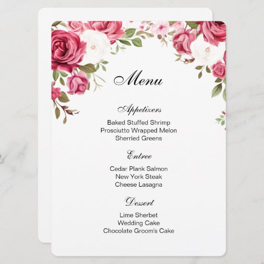 Menükarte Rose (Vorne/Hinten)