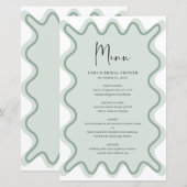 Menükarte "Sage Wavy Border" mit Namen (Vorne/Hinten)