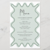 Menükarte "Sage Wavy Border" mit Namen (Vorderseite)